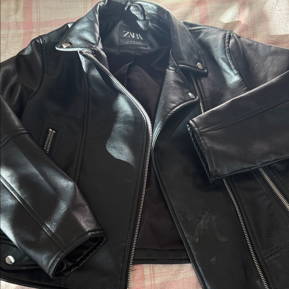 ZARA Black Faux Leather Moto Jacket - Men's